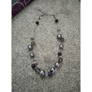 Necklace by Lia Sophia silver/plum/pink